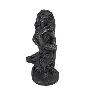 Vintage Coco Joe Hawaiian Hula Girl Figurine Black Lava Kaneome 4.5"